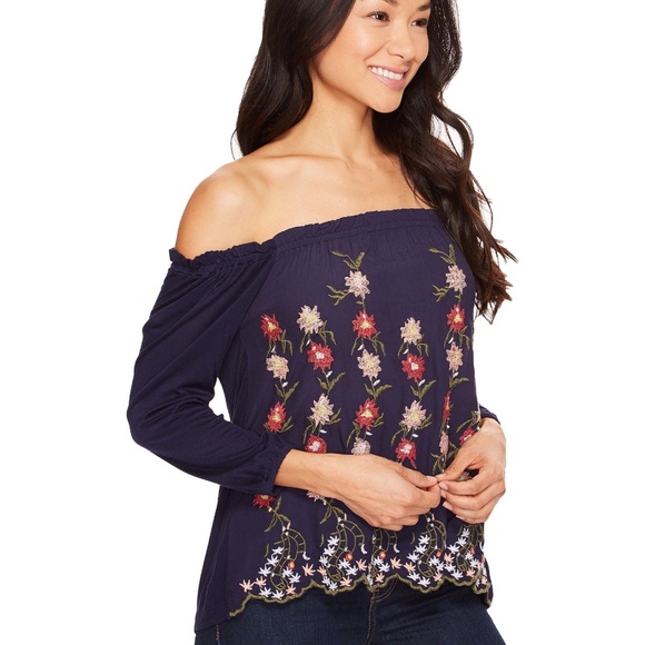 NWT Lucky Brand Embroidered Off the Shoulder Top - Picture 5 of 5